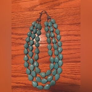 EUC - turquoise and sterling silver triple strand necklace